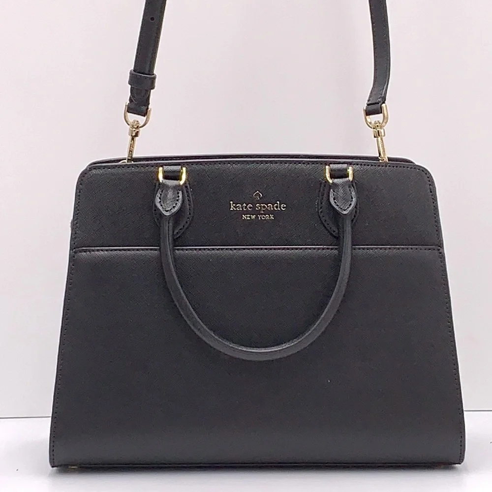 KATE SPADE Madison Saffiano Leather (NWT Medium Satchel BLACK COLOR